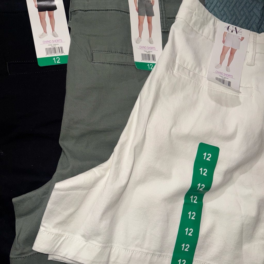 Gloria Vanderbilt Women's Shorts X3 Black, Green, White Chino 12 T5